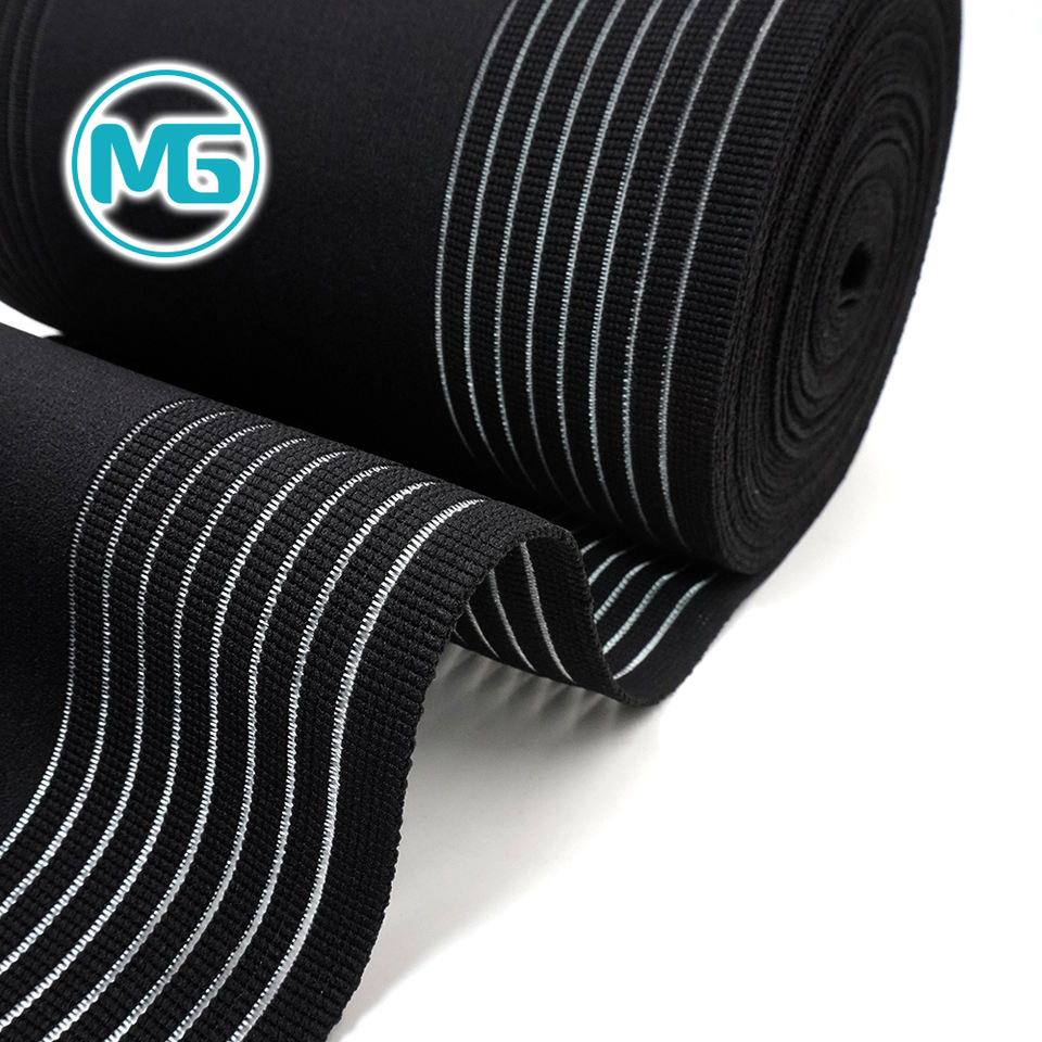 10''*1.5MM伸缩尼龙中间松紧两边中空松紧带(环保) / 10 Inch Wide Beige Breathable Elastic Band For Protective Gear Black Nylon Elastic Band