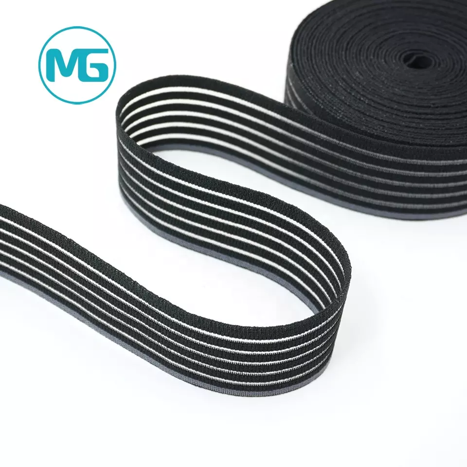 40MM*1.1MM伸缩尼龙中空间色松紧带(环保) / Factory Wholesale Transparent 40Mm Nylon Breathable  Elastic Band For Bracers