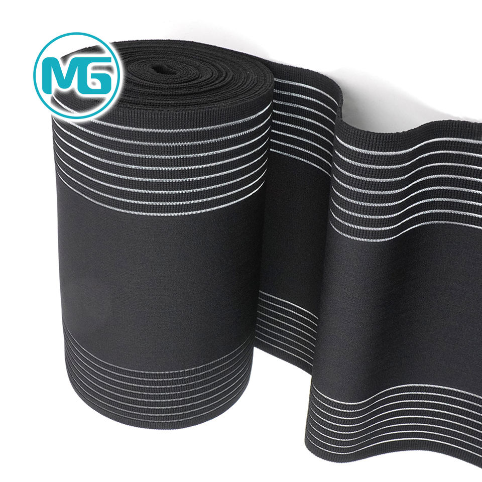 10''*1.5MM伸缩尼龙中间松紧两边中空松紧带(环保) / 10 Inch Wide Beige Breathable Elastic Band For Protective Gear Black Nylon Elastic Band
