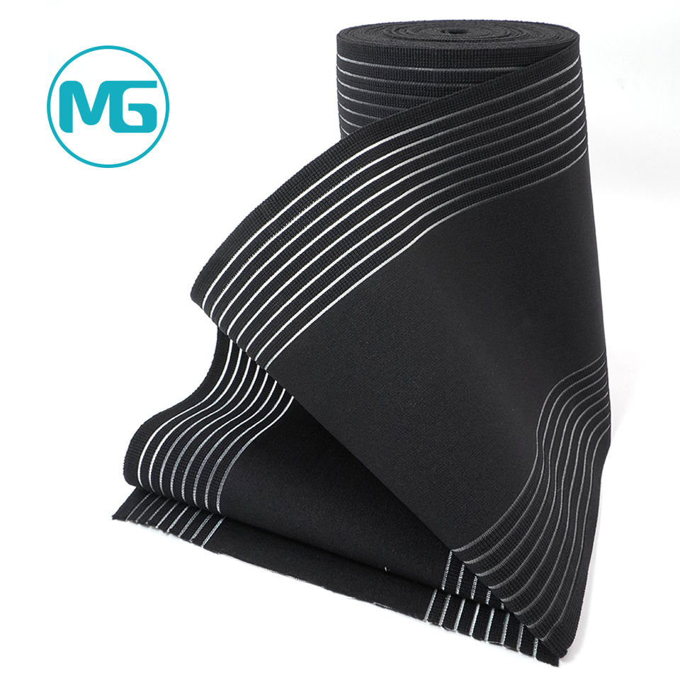 10''*1.5MM伸缩尼龙中间松紧两边中空松紧带(环保) / 10 Inch Wide Beige Breathable Elastic Band For Protective Gear Black Nylon Elastic Band
