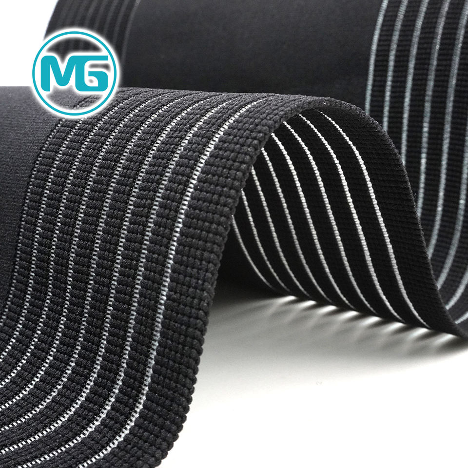 10''*1.5MM伸缩尼龙中间松紧两边中空松紧带(环保) / 10 Inch Wide Beige Breathable Elastic Band For Protective Gear Black Nylon Elastic Band